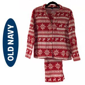 Old Navy Women's Cotton Winter Pajama Set, Red, Size M